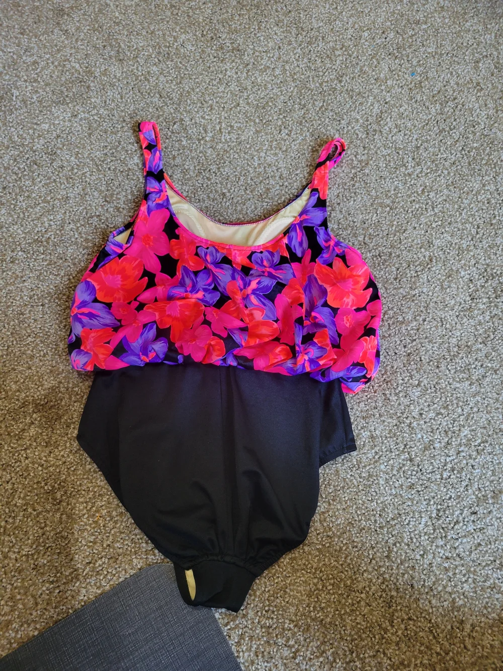 Vintage Secret Solutions one piece Women's Swimsuit pink purple floral black 10